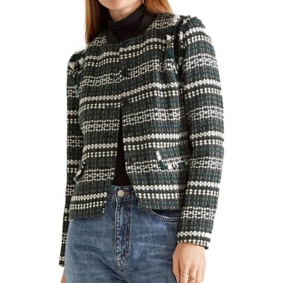 Tory Burch Norfolk Horseback Tweed Sequin-Embellished Jacket Blazer size 12 EUC - Picture 11 of 16